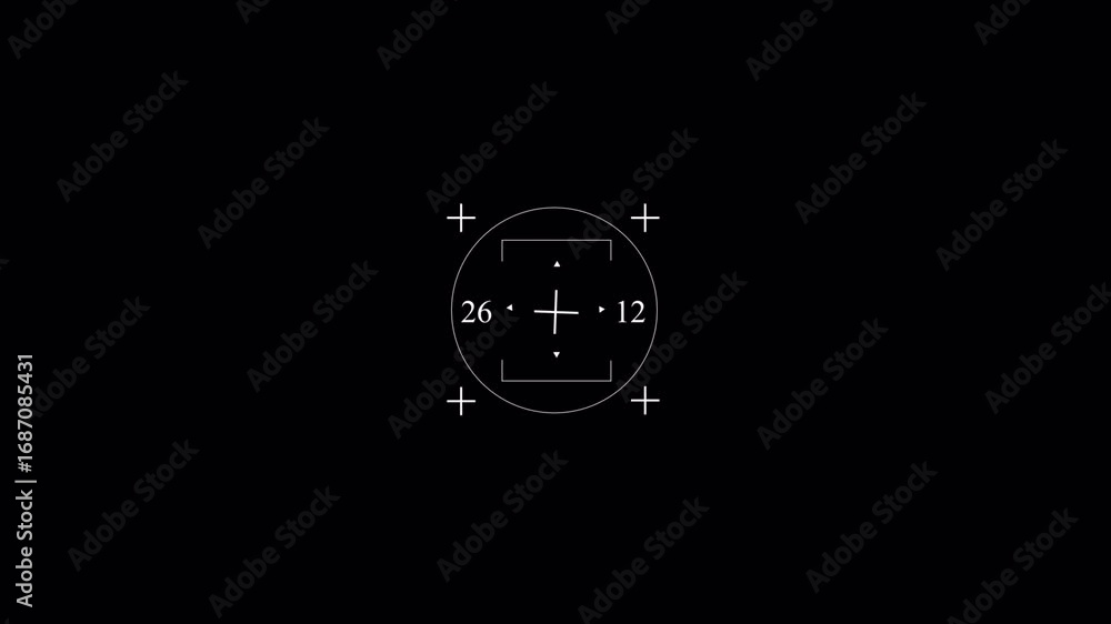 Poster dynamic motion tracking target with arrows and crosshairs on black background
