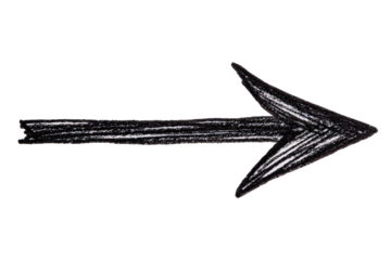 Hand Drawn Black Arrow on Transparent Background