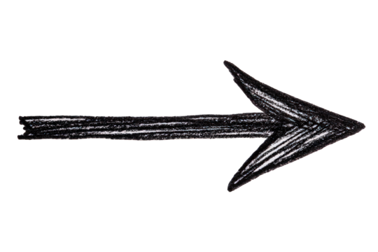 Hand Drawn Black Arrow on Transparent Background