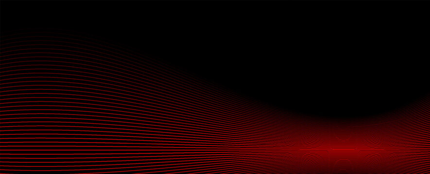 Abstract red wave lines on black background with flowing, futuristic motion effect, Futuristic technology concept