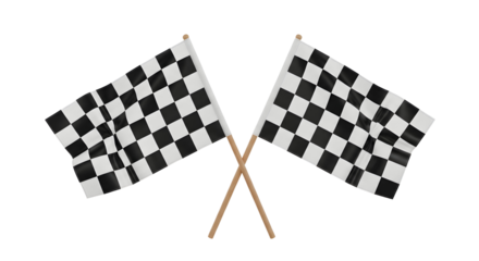 Dynamic crossed checkered flags symbolize victory, competition, and the thrill of racing success