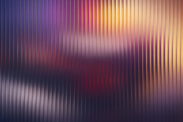Fractal Glass Gradient Background with Pink Sunset and Warm Light, Ribbed Chrome Abstract Design