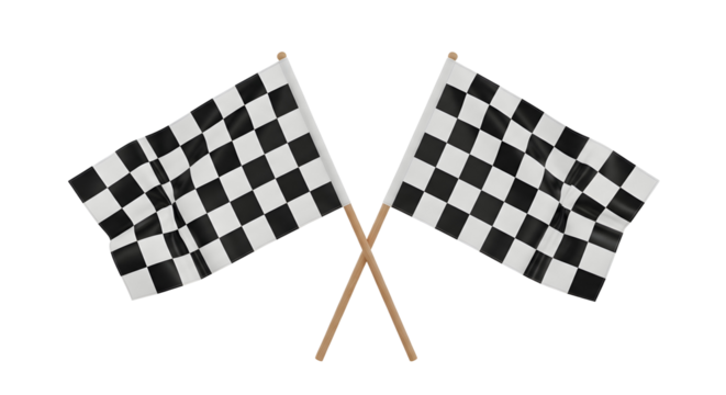 Dynamic crossed checkered flags symbolize victory, competition, and the thrill of racing success