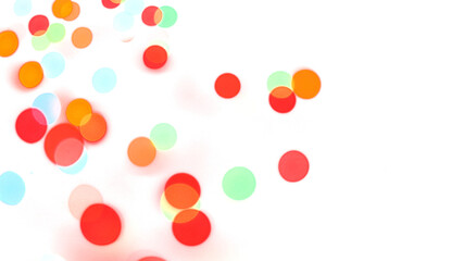 Colorful shiny glowing bokeh light overlay effect on transparent background design element