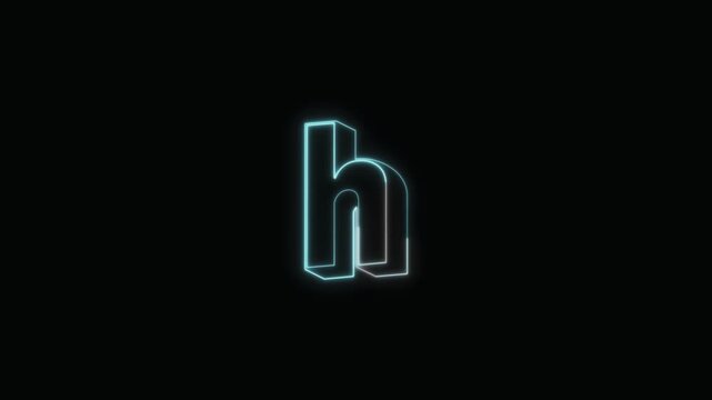 Alphabet h Neon Text Seamless Loop 4K with Black Background Animated Promotional Typography for Video Editing
