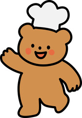 Cute bear waving hand illustration;