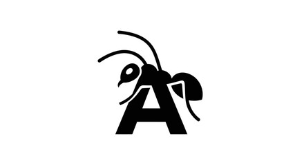 Creative black ant insect logo design cleverly combined with the capital letter A. © solikhin