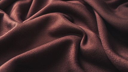 A close-up of the texture of burgundy cashmere knitted fabric, focusing on its softness and quality, capturing the essence of luxury fashion through material portrayal.