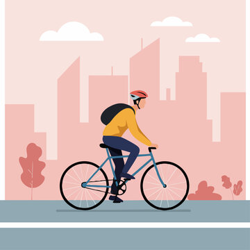 Urban Commute A Cyclist's Journey Through the City, Exploring Transportation and Modern Lifestyle in an Eco-Friendly Way