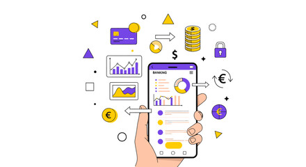 Streamlined financial interface showcasing mobile banking application features