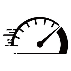 Black and white silhouette of Motorcycle speedometer vector icon on white background