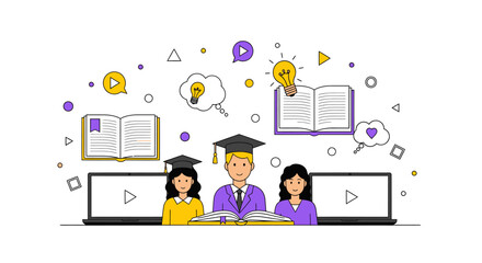 Online educational platform with graduates and digital resources for study