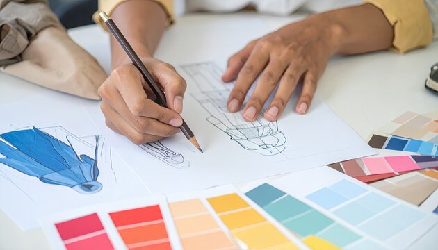 Creative Process of a Clothing Designer Creating a Design Pattern