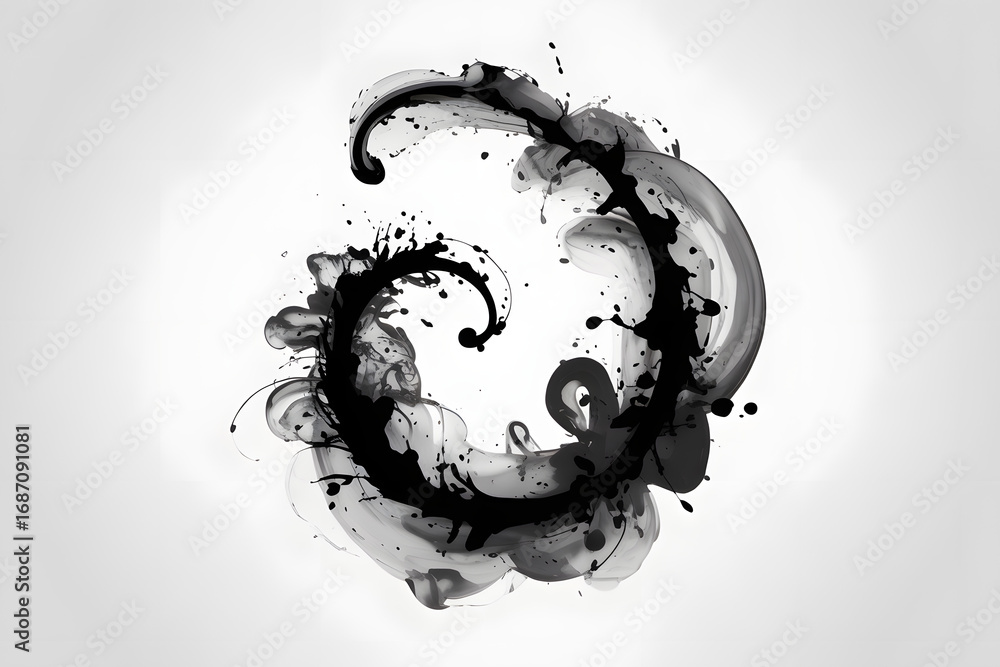 Aufkleber Ink Flow: A dynamic ink swirl with a captivating abstract form, blending elegance with a sense of movement. a visual spectacle with fluidity and depth.