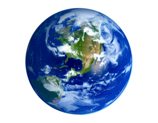 Planet Earth, shown as a vivid blue sphere, isolated on a clean white background, representing nature, life, oceans, continents, environment, science, geography, space, ecology, beauty, knowledge, fut