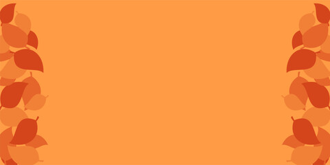 Orange autumn background with leaf pattern, free copyspace area. Design for banners, posters, greeting cards.