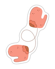 Sticker with mittens on elastic band. Color hand drawn clipart illustration.