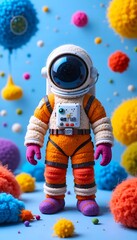 Whimsical Astronaut Explores Vibrant Pom-Pom Galaxy
