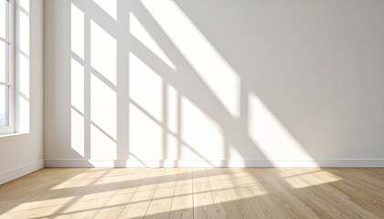 Obraz premium An Artistic Play of Light and Shadow: Abstract Geometric Reflections of Sunlight in a Room