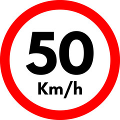 Speed Limit 50 kmh Road Sign