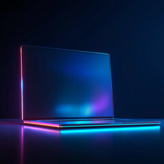 Laptop with Futuristic Neon Light
