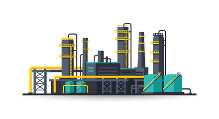Obraz premium Stylized depiction of a complex manufacturing plant, emphasizing modern