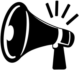 Minimalist White Megaphone Icon Illustration Representing Loudspeaker Announcement, Communication, and Marketing Promotion Concepts