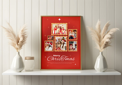 Merry Christmas Photo Collage Template with Festive Design