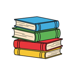 Stack of Colorful Books Illustration, Education and Knowledge Concept