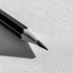 Minimalist Wooden Pencil on White Background