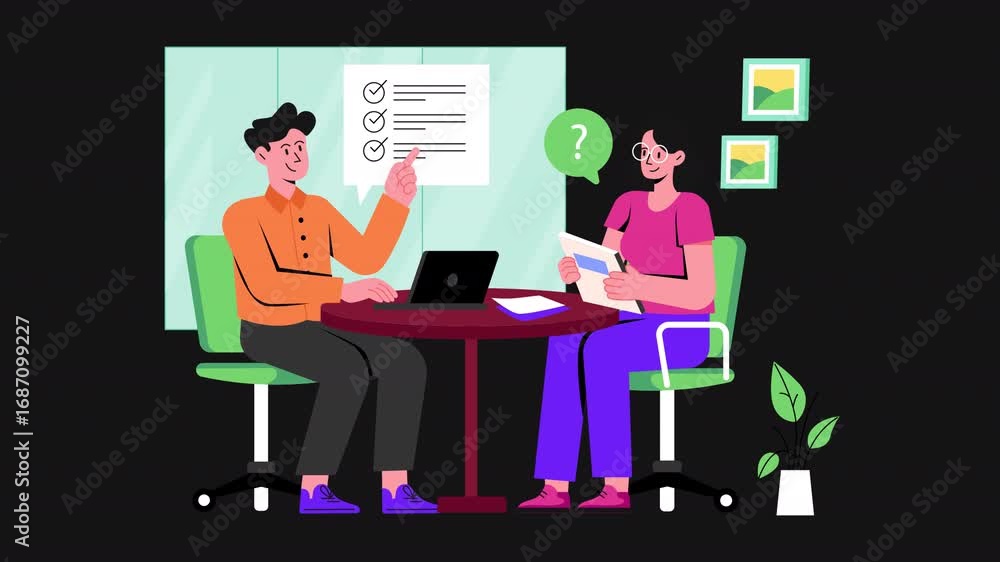 Poster recruitment interview 2d motion graphics animation alpha channel