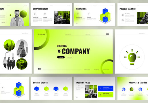 Green Minimalist Company Business Profile Presentation Template