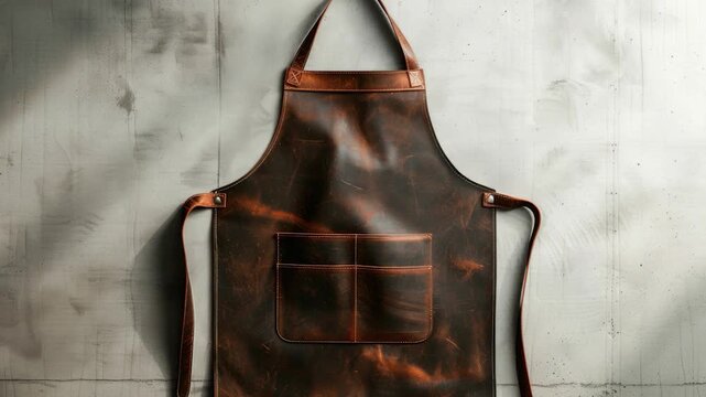 A single leather apron hangs from a hook on the wall, ready for use