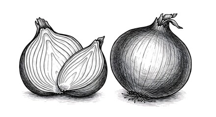Two onions hand drawn illustration
