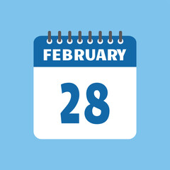 february 28 calendar icon Vector page month design