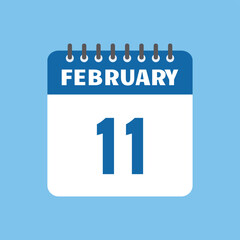 february 11 calendar icon Vector page month design