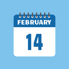 february 14 calendar icon Vector page month design