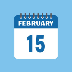 february 15 calendar icon Vector page month design