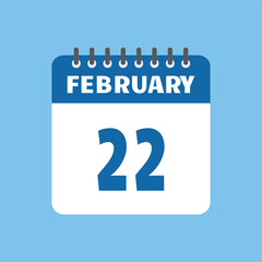 february 22 calendar icon Vector page month design