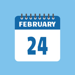 february 24 calendar icon Vector page month design