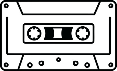 Naklejka premium Retro cassette tape icon for music, nostalgia, and vintage audio projects