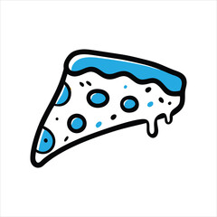 Pizza Slice Doodle Hand Drawn Fast Food Cartoon Illustration
