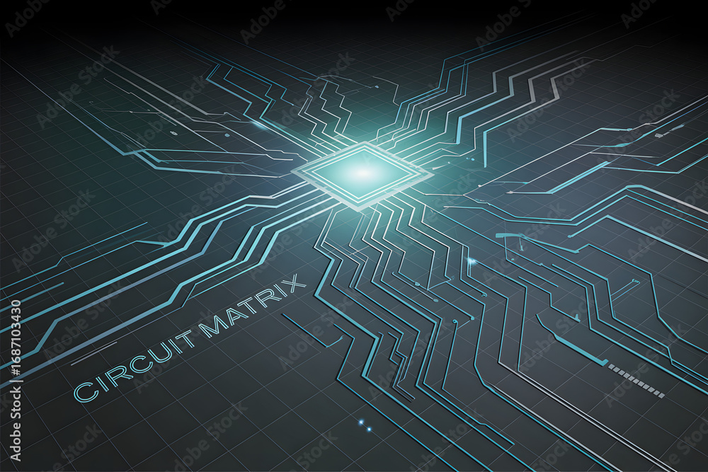 Fototapete circuit matrix of the future: a high-tech, futuristic circuit matrix is showcased with intricate pat