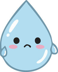 Sad Water Drop Cartoon Illustration