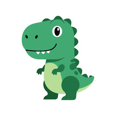 Charming and Playful Green Cartoon Dinosaur Character Illustration, Ideal for Kids' Educational Materials, Whimsical Decorations, or Child-Friendly Branding