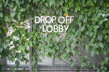 sign on the wall of a hotel 