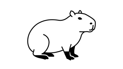 Fototapeta premium Simple line drawing of capybara, semiaquatic rodent found in South America. Capybara, with its stout body and short tail, makes appealing pet. Minimalistic line art of capybara,