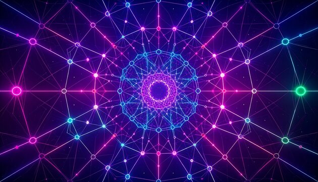 Abstract glowing network mandala - Powered by Adobe