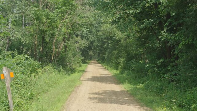 The Gandy Dancer State Trail Passes Near Luck, Wisconsin, United States. Wide Shot