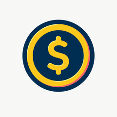 Golden Dollar Coin:  Financial Icon Design